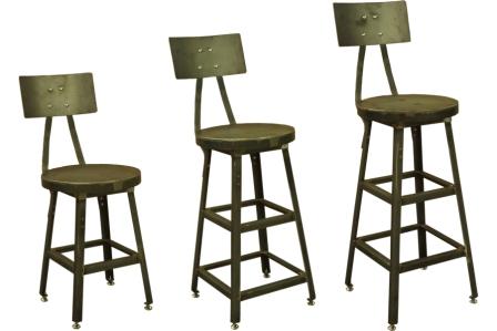 Pollard Heavy Duty Steel Stools With Backs