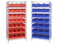 WIRE SHELVING & STACKABLE BIN 8 SHELF UNITS